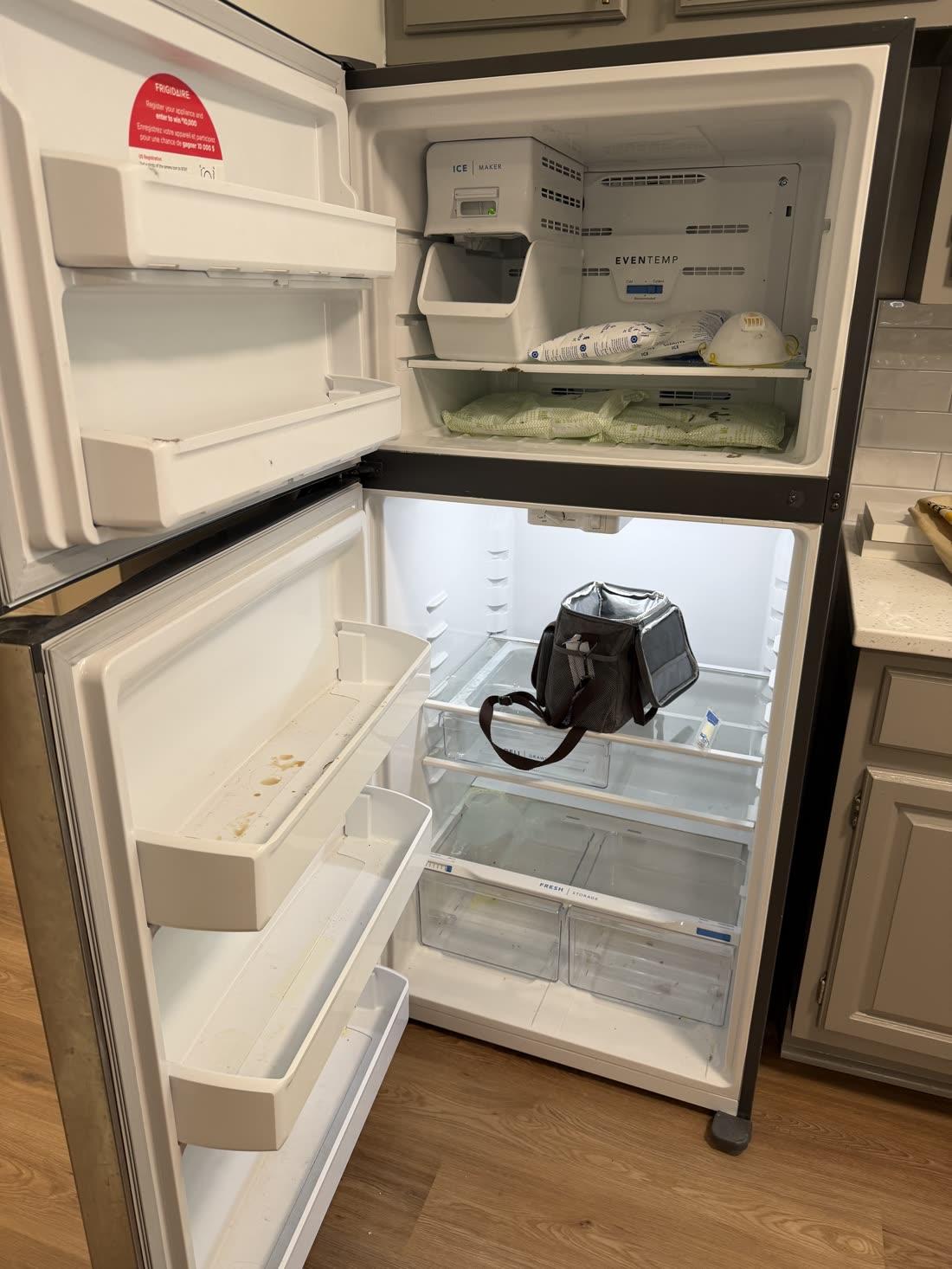Refrigerator — cleaned top to bottom — before cleaning