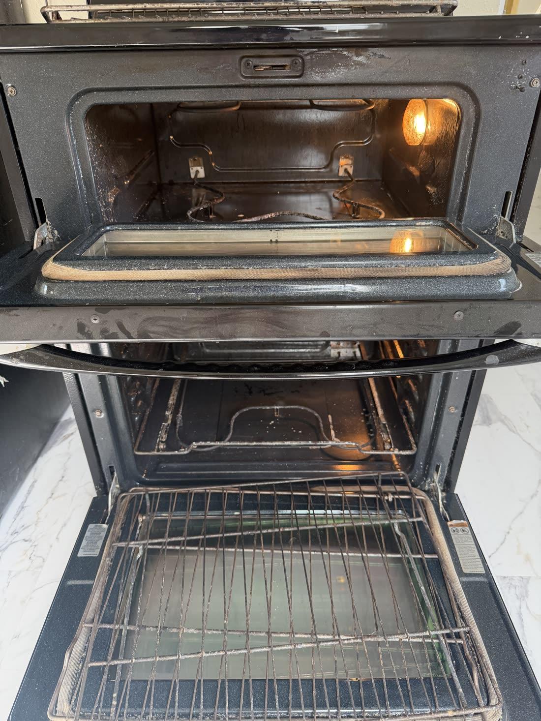 Double wall oven — degreased inside — before cleaning